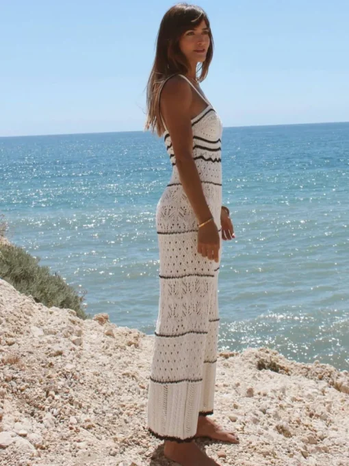 Knitted Maxi Cover-Up Dress with Spaghetti Straps Women - Image 2