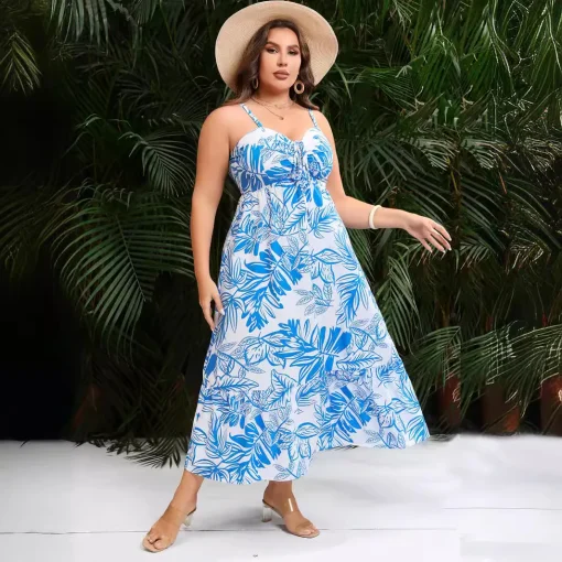 Elegant Plus Size Sleeveless Summer Beach Party Dress - Image 3