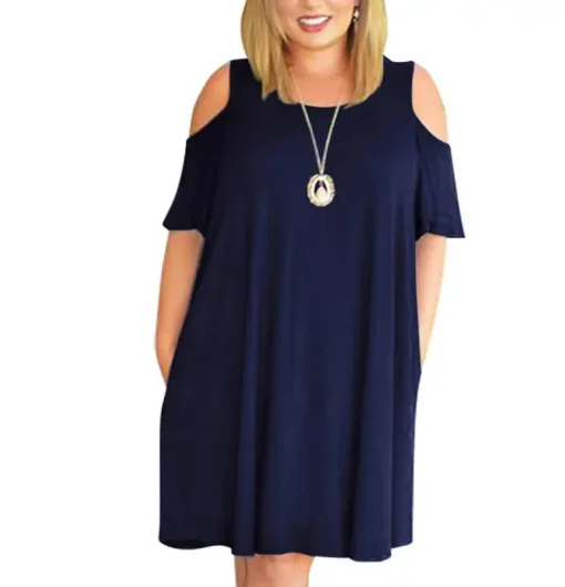 Plus Size Loose Off-the-Shoulder Summer Dress for Women - Image 4