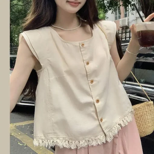 Casual Square Neck Flying Sleeve Vintage Blouses