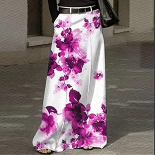 Women Elegant Printed A-Line Maxi Skirt - Image 5