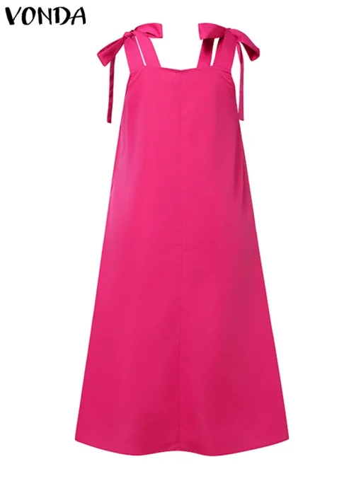 Elegant Sleeveless Midi Dress Ruffled Party Sundress - Image 3