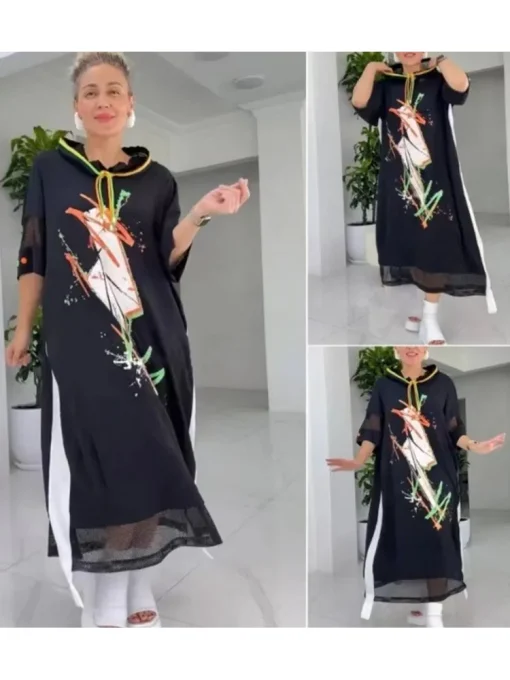 Plus Size 3/4 Sleeve Casual Midi Dress for Women - Image 2