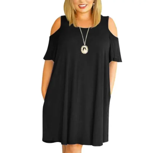 Plus Size Loose Off-the-Shoulder Summer Dress for Women - Image 5