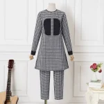 Women’s Elegant Summer Long Sleeve Plaid Pant Set