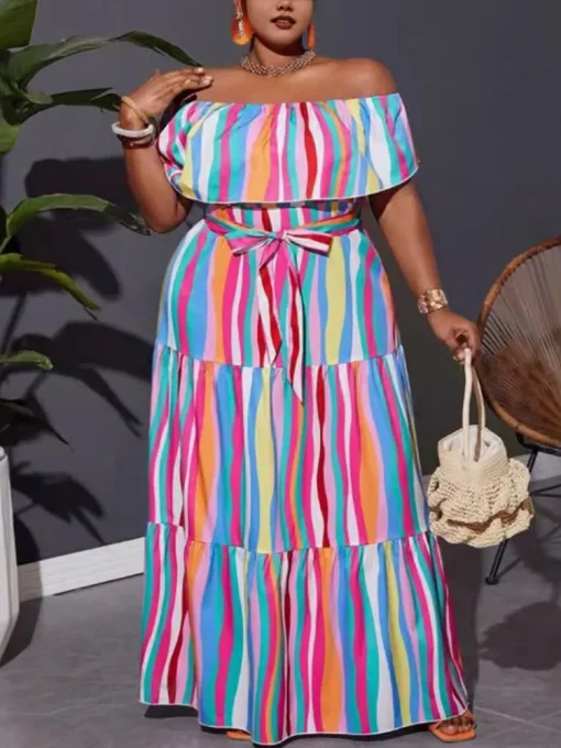 Plus Size Short Sleeve Street Style Maxi Dress - Image 3