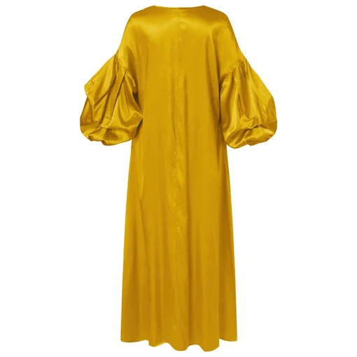 Elegant Lantern Sleeve Satin Maxi Dress for Women - Image 5