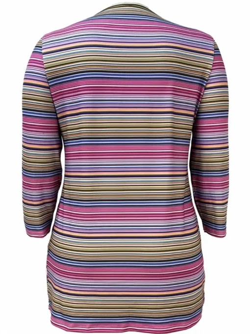 Plus Size Casual V-Neck Stripe Print 3/4 Sleeve T-Shirt - Image 4