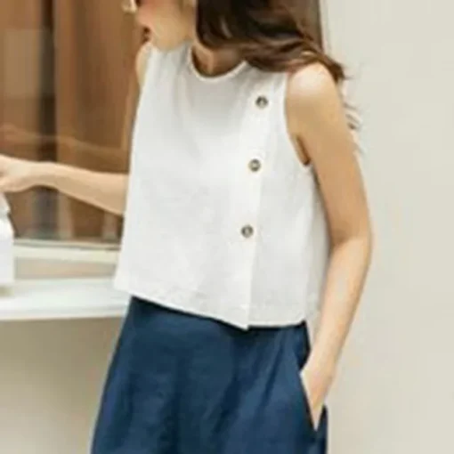 Women's Casual Sleeveless Button Tank Tops - Image 9