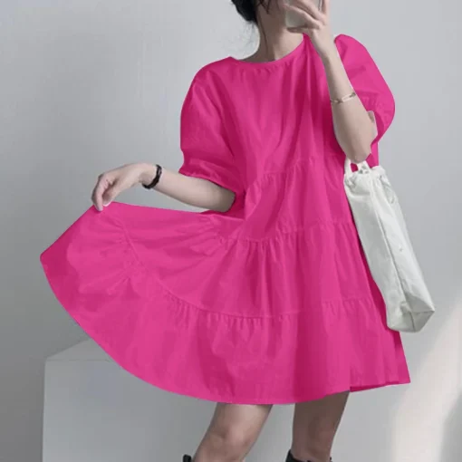 Elegant Ruffled Mini Sundress for Women with Short Sleeves - Image 6