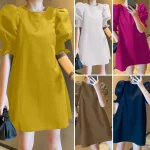 Women's Bohemian A-Line Puff Sleeve Summer Party Dress