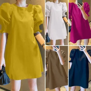 Women's Bohemian A-Line Puff Sleeve Summer Party Dress