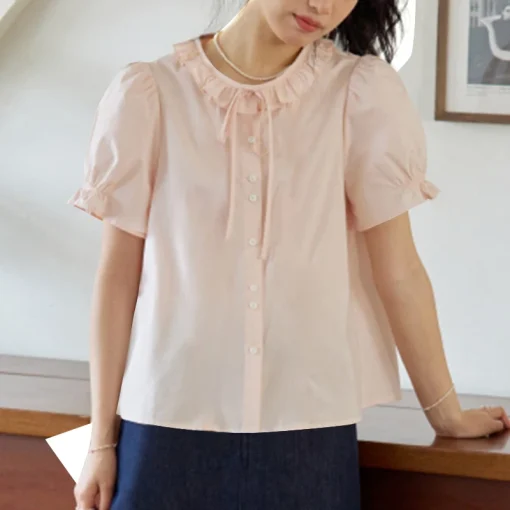 Women's Ruffled Puff Sleeve Summer Blouse - Image 6