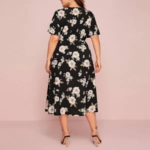 Plus Size Lace Floral Bodycon Dress for Formal Events