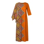 Bohemian Summer Maxi Dress, 3/4 Sleeve Vintage Sundress