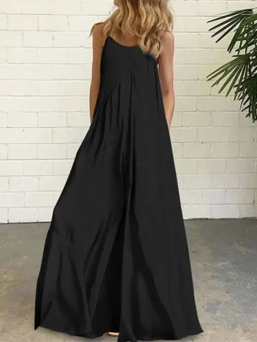 Women’s Bohemian V Neck Maxi Dress with Spaghetti Straps - Image 4