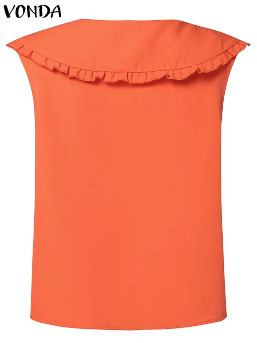 Women's Sleeveless V-Neck Solid Color Blouse - Image 3