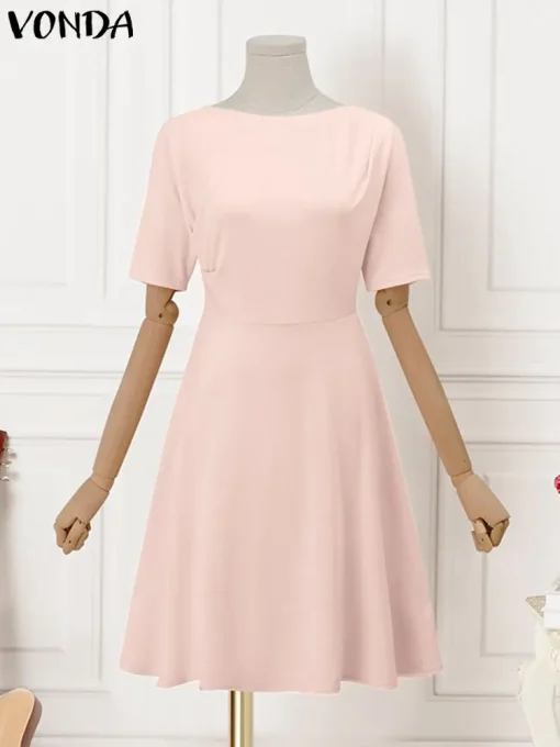 Elegant Summer Party Sundress with Short Sleeves - Image 2