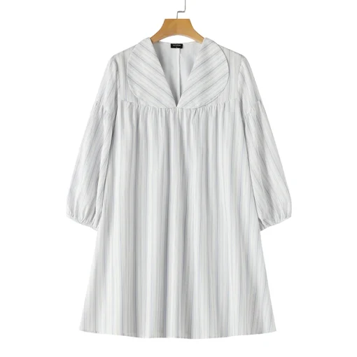 Elegant Stripe Long Sleeve Office Sundress for Women - Image 6