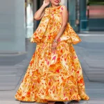 Plus Size  Bohemian Sleeveless Dress and Maxi Skirt