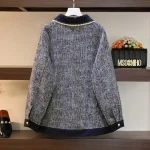 Plus Size Women's Blue Loose Button Jacket for Winter
