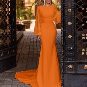 Women’s Lantern Sleeve Lace Patchwork Autumn Maxi Dress