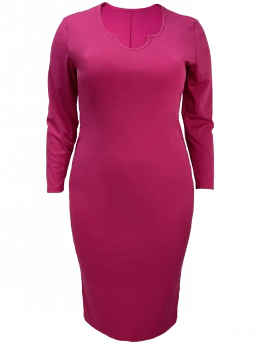 Plus Size Long Sleeve Casual Midi Dress for Women - Image 4