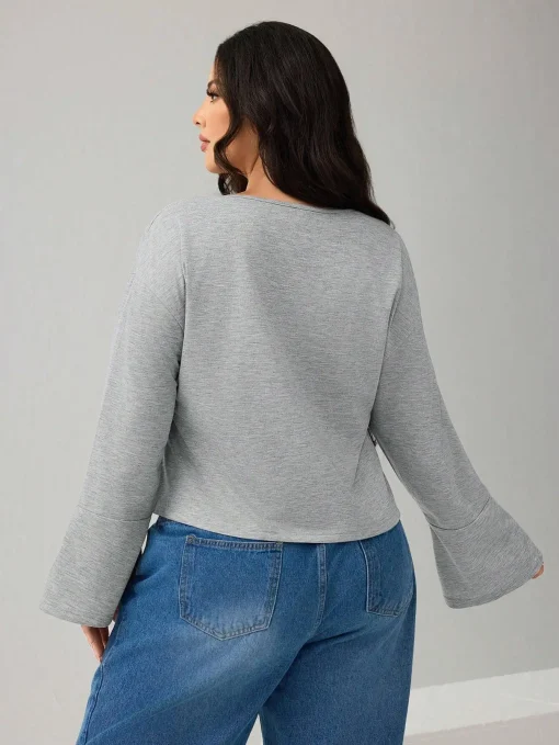 Plus Size Casual Round Neck Long Sleeve T-Shirt for Summer