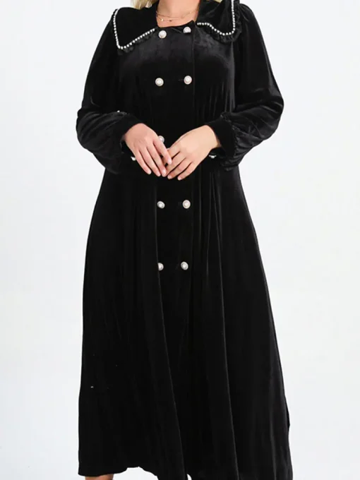 Elegant Plus Size Black Polyester A-Line Button-Up Dress - Image 4