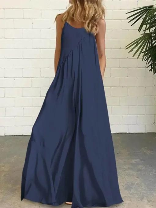 Women’s Bohemian V Neck Maxi Dress with Spaghetti Straps - Image 5