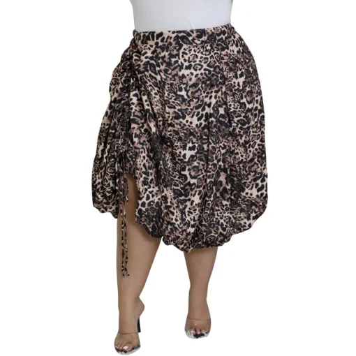 Plus Size Women's High Waist Camouflage A-Line Skirt - Image 7