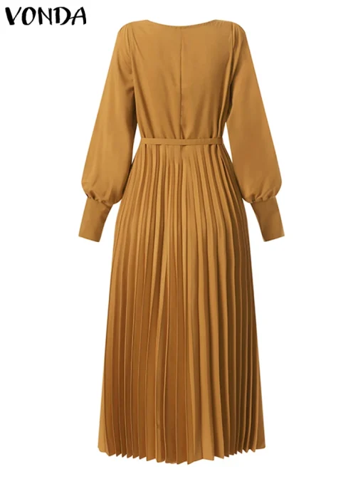 Elegant Lantern Sleeve Maxi Dress with Square Collar - Image 4