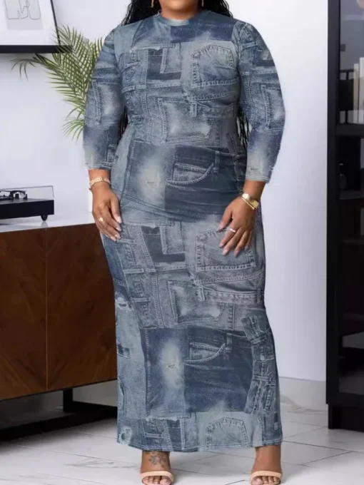 Plus Size Long Sleeve Maxi Dress for Women