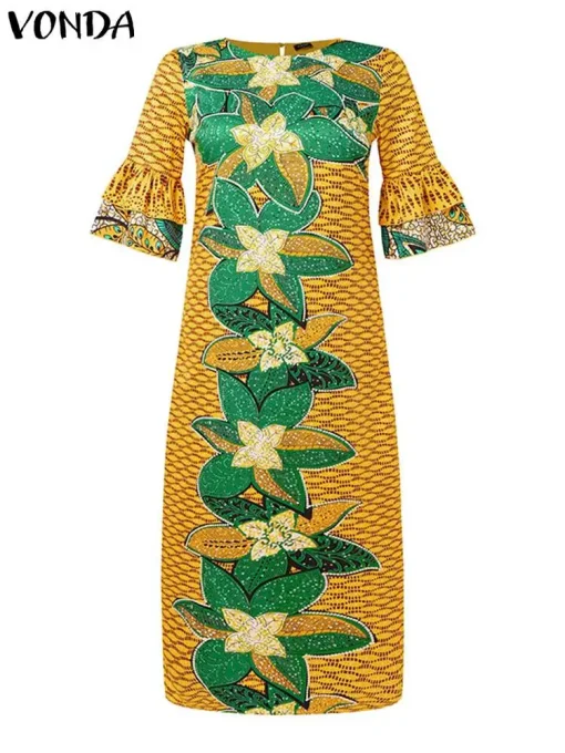 Plus Size Elegant Vintage Printed Maxi Dress - Image 2