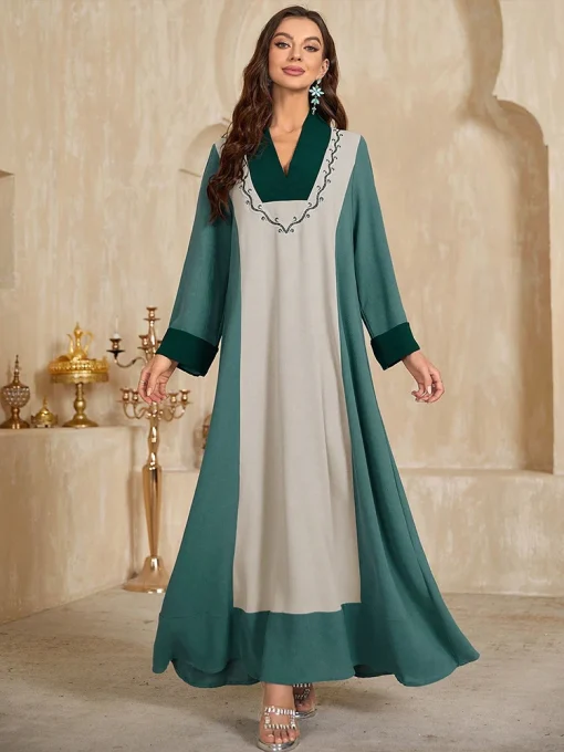 Women's Floor-Length Embroidered Middle Eastern Muslim Fashion Dress - Image 4