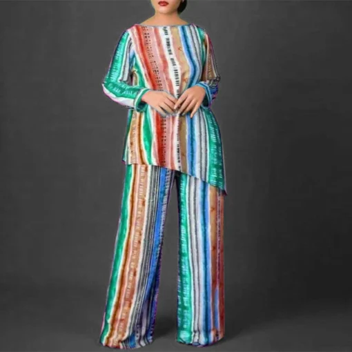 Autumn Vintage Printed Kaftan Pants Set for Women - Image 6