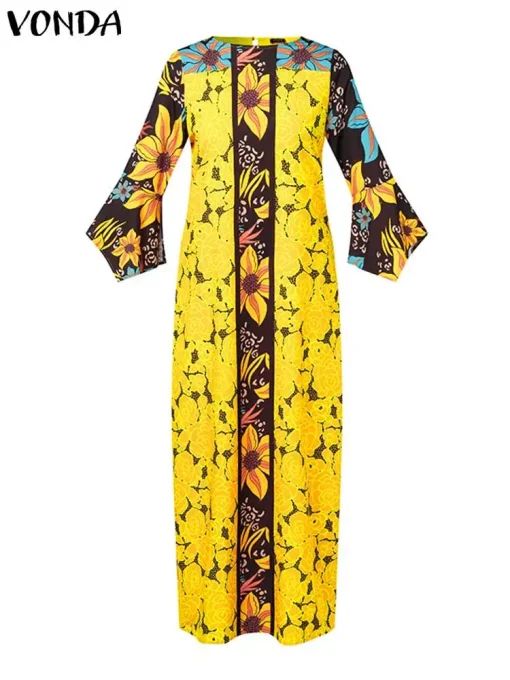 Plus Size Bohemian Floral Print Maxi Dress - Image 2