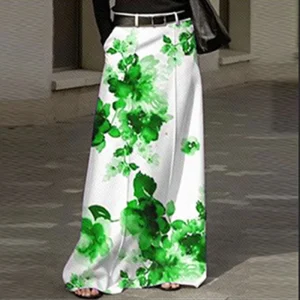 Plus Size Elegant Printed A-Line Maxi Skirt