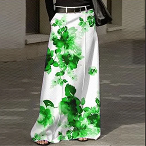 Women Elegant Printed A-Line Maxi Skirt