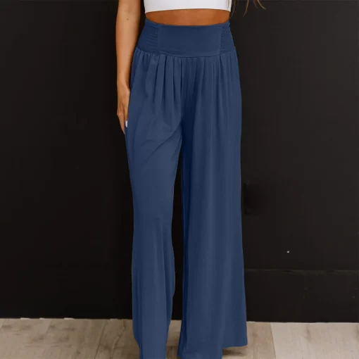 Elegant Plus Size Wide Leg Cotton Pants for Women - Image 3