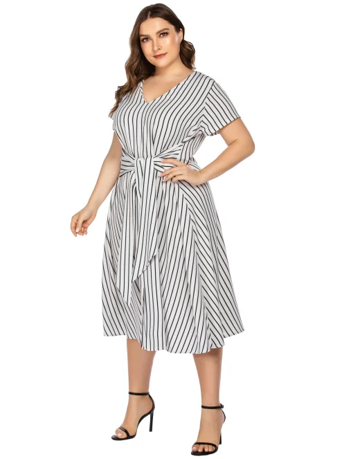 Trendy Plus Size V-Neck Long Party Dress for Women - Image 4