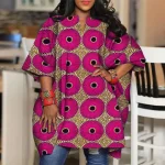 Women’s Bohemian Printed Autumn Blouse with Round Neck