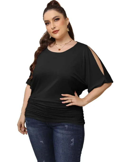 Vintage Plus Size Crochet Off-Shoulder Summer T-Shirt - Image 5