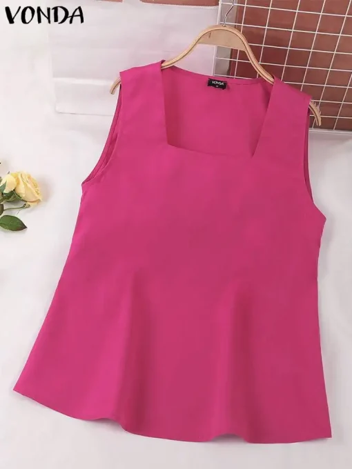 Women’s Sexy Sleeveless Square Collar Tank Tops - Image 2