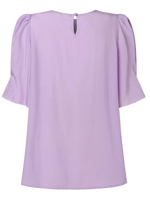 Elegant Ruffled Blouse Solid Color Short Sleeve Casual Top - Image 2