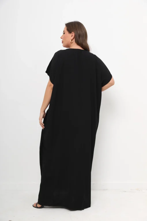 Muslim Cotton Dashiki Short Sleeve Maxi Abaya Kaftan - Image 5