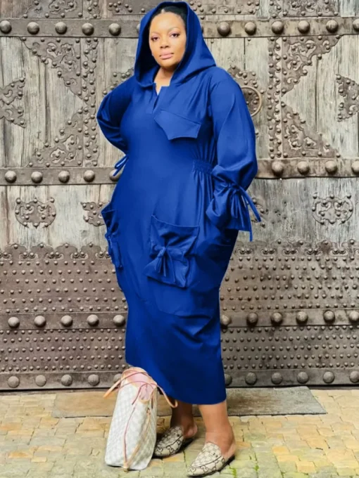 Plus Size Ruffle Hooded Maxi Dress for Women - Image 4