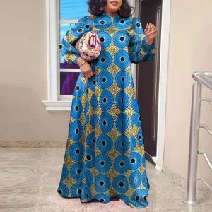 Vintage Printed Maxi Dress for Summer Parties and Beach