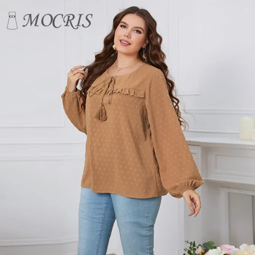 Plus Size Elegant Graphic Long Sleeve T-Shirt for Women - Image 3