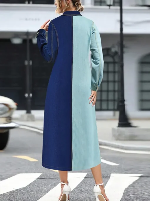 Plus Size Casual Loose Denim Midi Dress for Women - Image 4